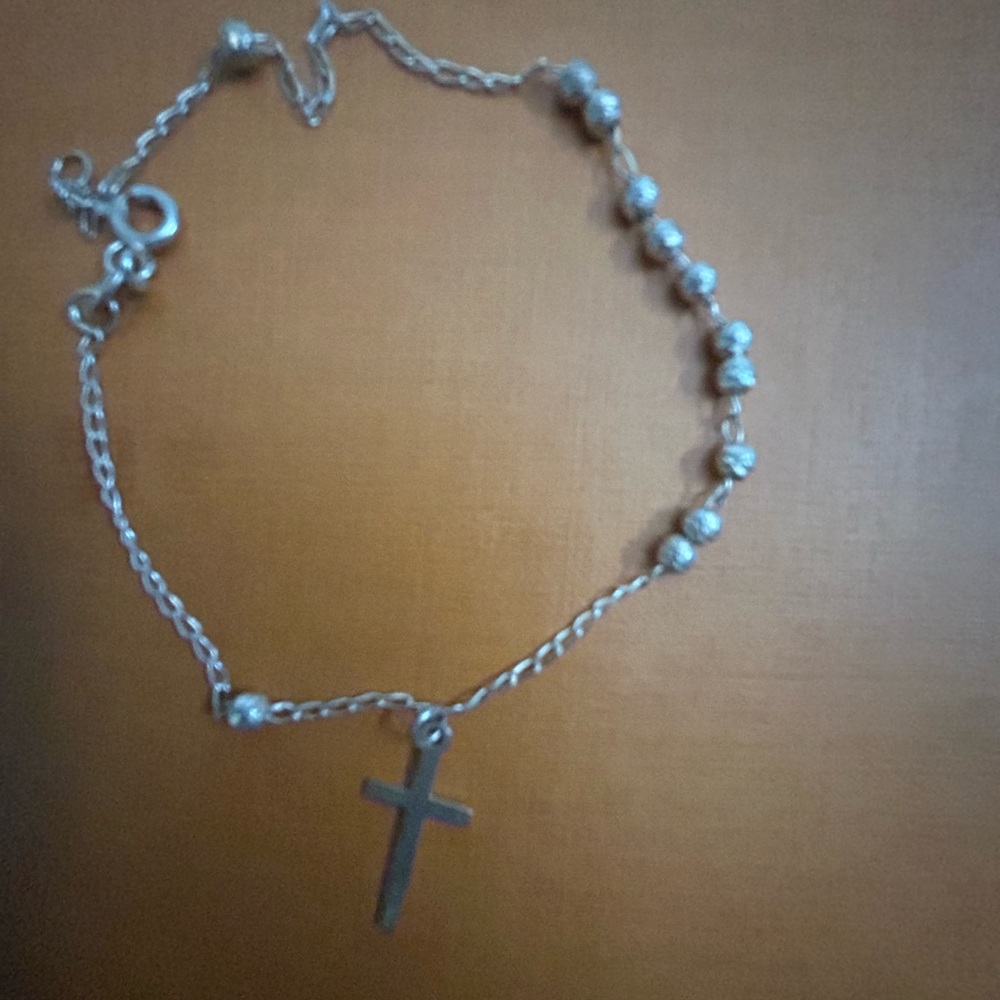 Elegant Rosary Silver Cross Bracelet From Mexico